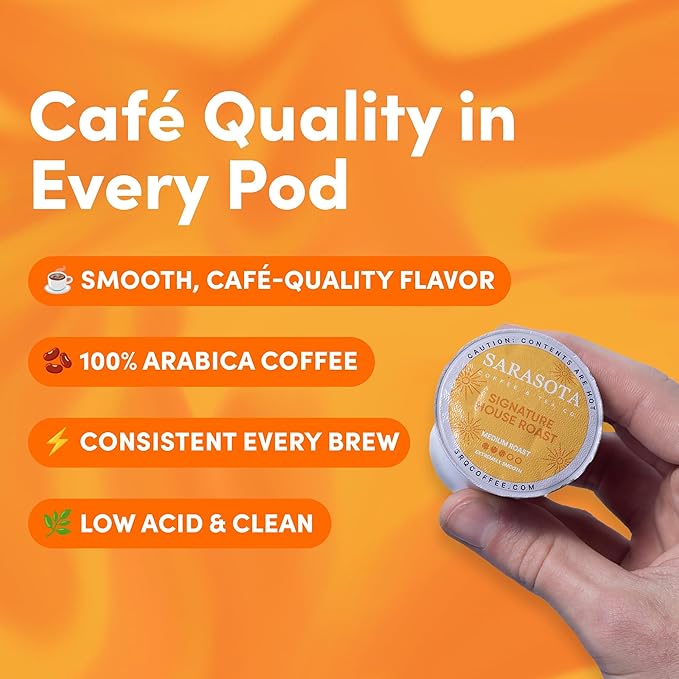 Sarasota K-Cup Coffee Pods | Medium Roast Coffee | Breakfast Blend | Single Serve for Keurig Brewers | Gourmet Low Acid Mold Free | 24 Count
