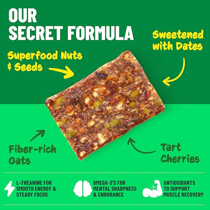 Caddy Snacks Chewy Cherry Almond – Healthy Snack Bars | Low Sugar | Vegan | Gluten Free | On-the-Go Golf Snack | 2.1 oz Bars 12 Count