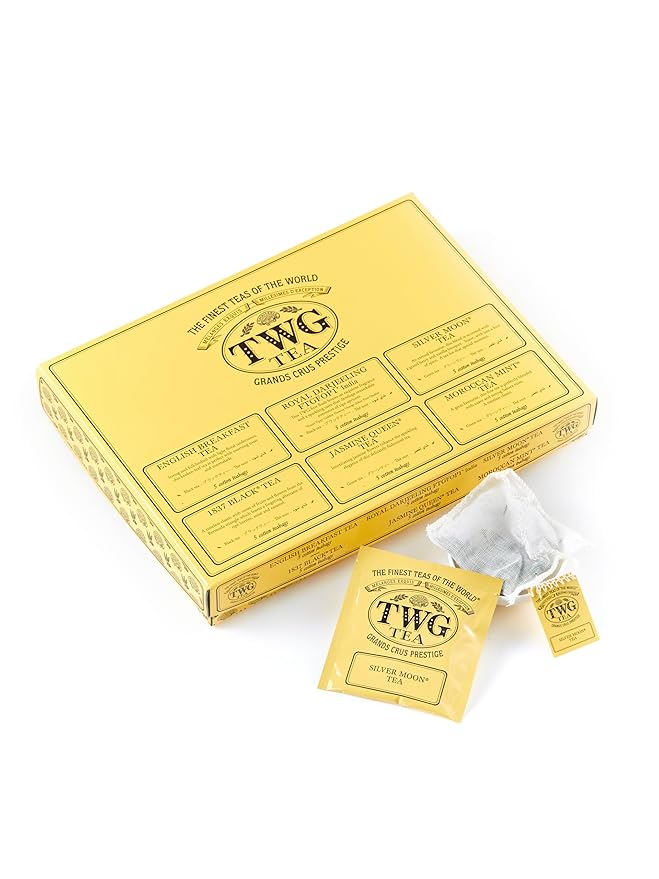 TWG Tea | Empire Tea Selection | 6 Varieties | Exclusive Tea Blends | 30 Hand Sewn Cotton Teabags | Gift Set