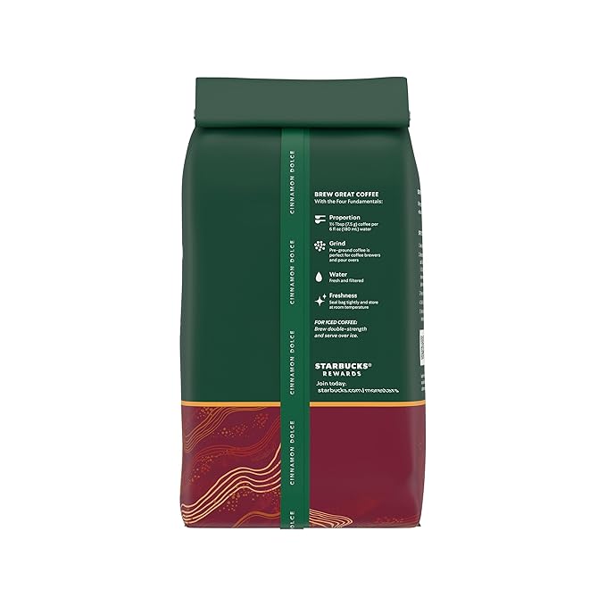Starbucks Ground Coffee Flavored Hot or Iced Coffee Cinnamon Dolce Six 11 oz Bags