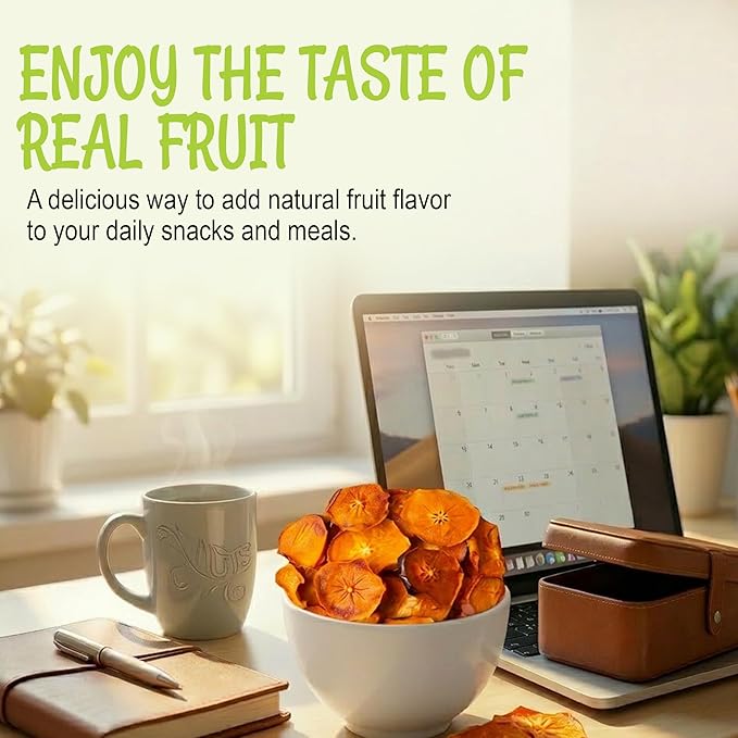 Oh! Nuts Dried Persimmons - Dehydrated Fruit - No Sugar Added - 1 lb Bag - Persimmon Slices - Dried Persimmons for Snacking &amp Baking