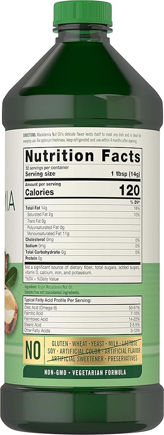 Carlyle Macadamia Nut Oil | 3 x 16 oz Bottles | Premium Cold Pressed | Food Grade | Vegetarian Non-GMO Gluten Free | Virgin Oil | Safe for Cooking Great for Hair and Skin