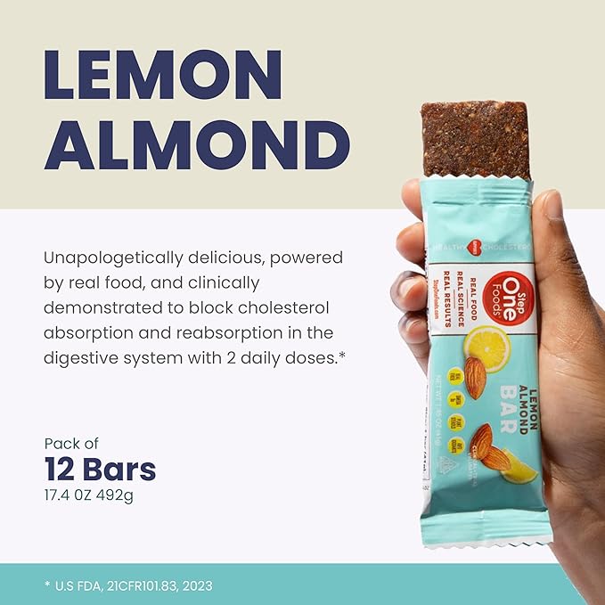 Step One Foods Apple Cinnamon Bars &amp Lemon Almond Bar Bundle Heart Healthy Snack Plant Sterols Omega 3's and Dietary Fiber Gluten Free Non-GMO Vegan Fruit and Nut Granola Bars (12 Pack)
