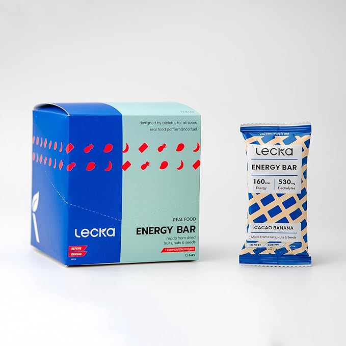 Lecka Energy Bar 12 Bars | Natural Energy from Tropical Fruits Vegan Gluten Free (12 Bars Cacao Banana)
