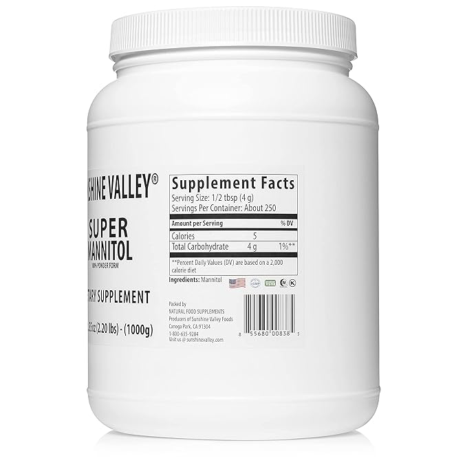 Sunshine Valley® Mannitol Powder – Sugar-Free Sweetener – Sugar Substitute for Coffee Tea &amp Recipes 35 oz