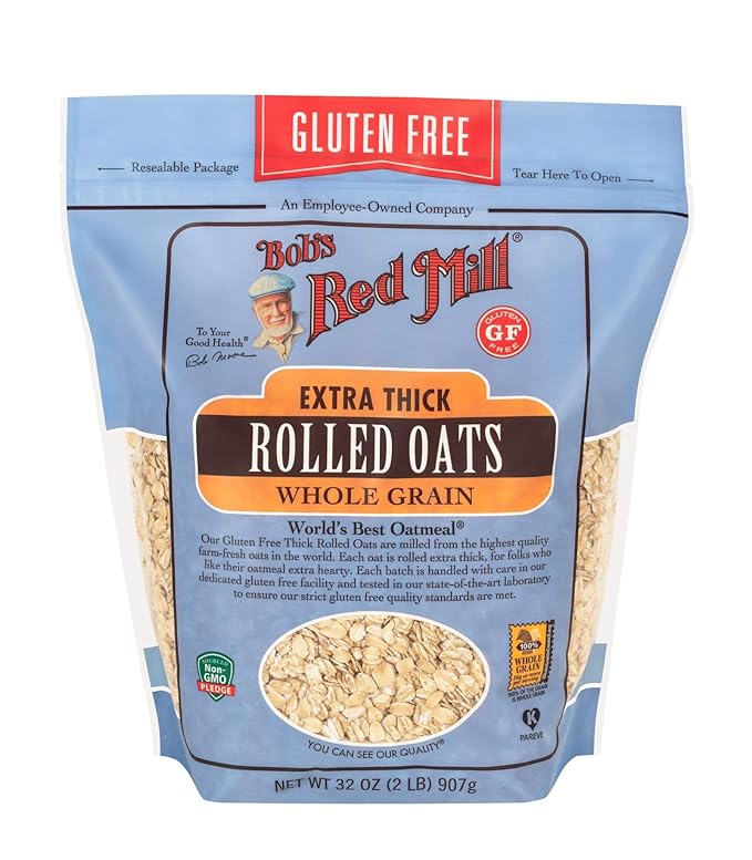Bob's Red Mill Gluten Free Extra Thick Rolled Oats 32 Oz (4 Pack)