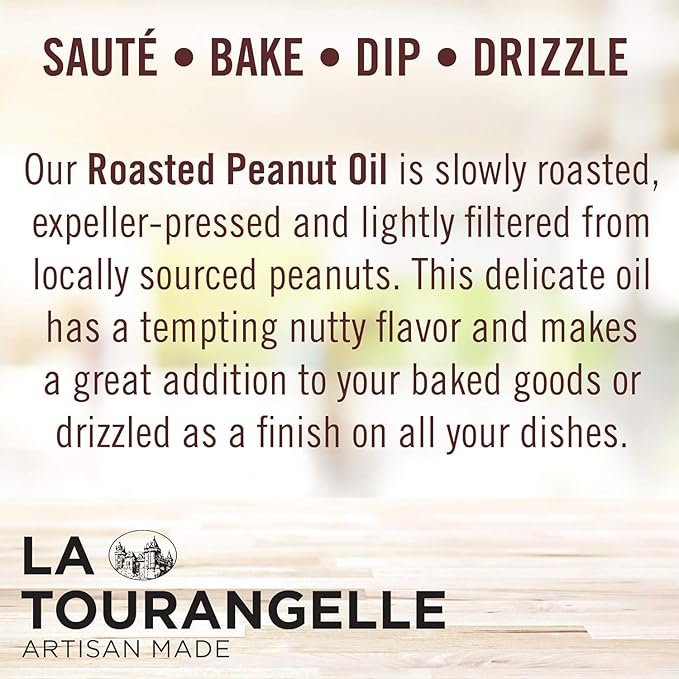 La TourangelleRoasted Peanut OilSlow Roasted Expeller-Pressed for Rich FlavorPerfect for Cooking &amp BakingMed-High HeatUnrefinedSmall Batch Production in USA16.9 Fl Oz(Pack of 2)