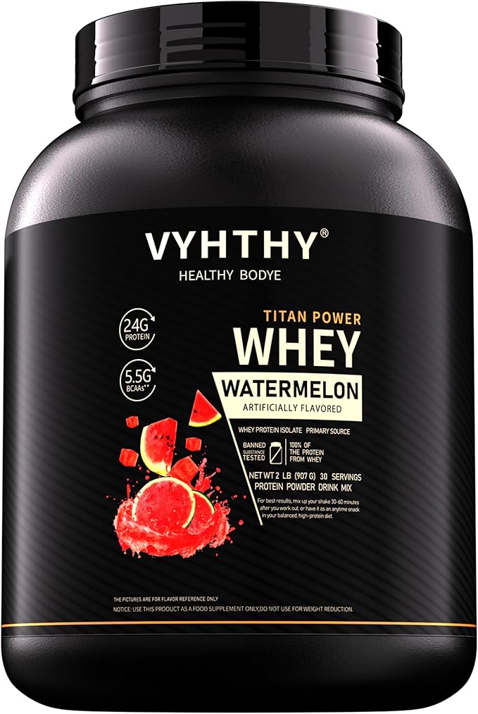 Watermelon Flavored Whey Protein Powder24g Protein per Serving Fast-Absorbing Concentrated whey Protein Low Sugar Gluten-Free Natural Flavor 2 lbs/32 oz.