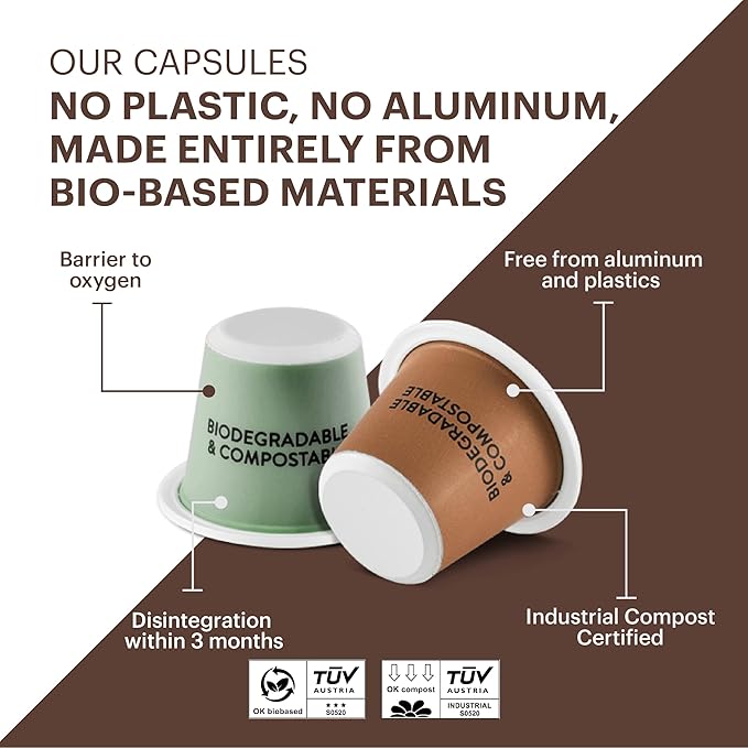G GRANA Coffee Pods Compatible with Nespresso OriginalLine 40 Count Medium and Dark Roast USDA Organic 100% Arabica Single Source Specialty Coffee Compostable Single Serve Capsules