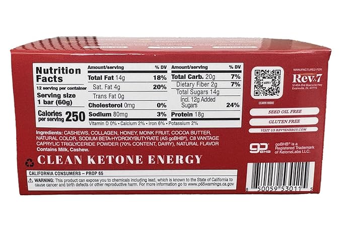 REV7 Ketone Energy Bars Pack of 12 - Strawberry Shortcake