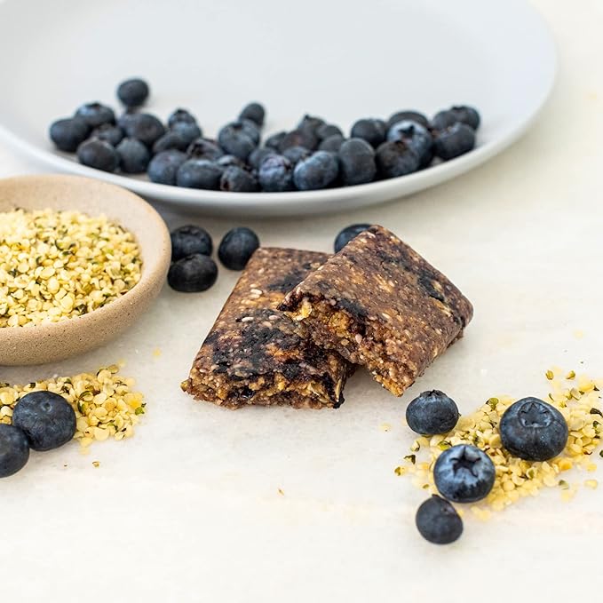 Organic Real Food Bar (Blueberry Hemp) Non-GMO Gluten Free Vegan Nutrition Bars Energy Bars Super Food Simple Ingredients Best Tasting Healthy Snack Breakfast Bars Dairy Free Soy Free Pure