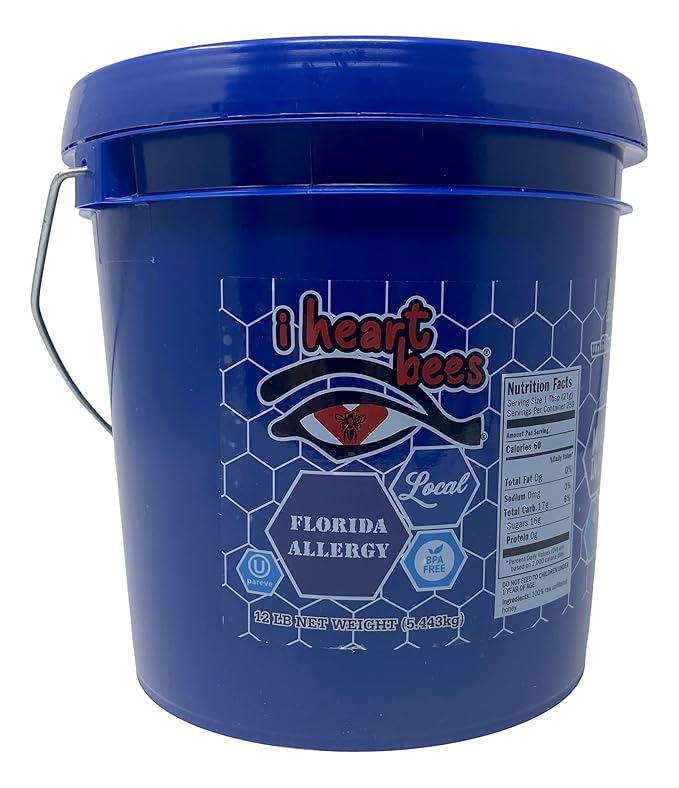 I HEART BEES Florida Allergy Blend Raw and Unfiltered Honey 12 Pound Bucket