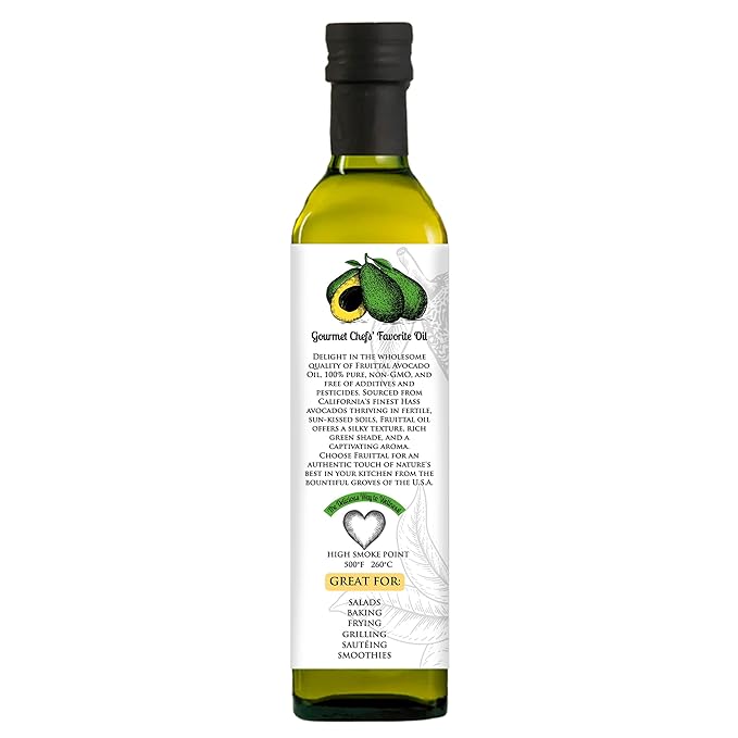 Fruittal Garlic-Infused Avocado Oil – 100% Pure Made in the USA and Rich in Health Benefits (16.9 Oz)