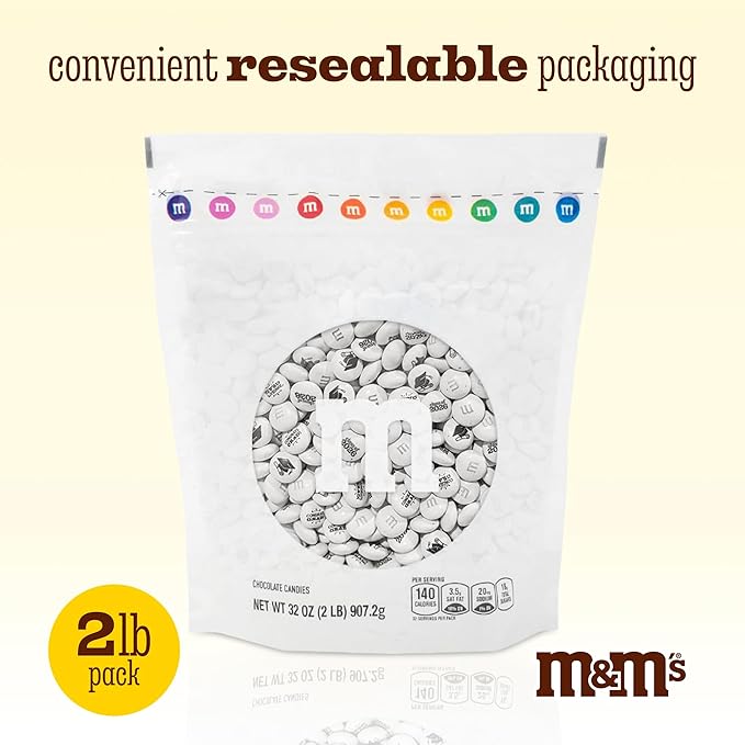M&ampM’S WORLD Class of 2026 Milk Chocolate Candies 2 Pounds of White Bulk Candy Printed With Grad-Themed Images Resealable Bag for Graduation Parties Grad Gifts DIY Favors &amp More