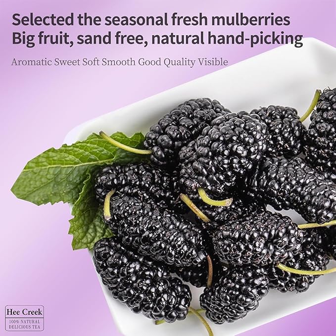 Hee Creek Top Grade Dried Mulberries Black Mulberry Tea 280g/10oz Wild Black Mulberry Dried Fruit No Sugar Added &amp No Additives Sand Free Nourishing 桑葚 桑葚干