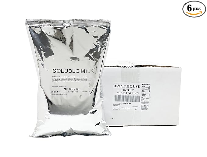 Brickhouse Frothy Milk Topping Mix – Soluble Milk Powder for Cappuccino Latte &amp Hot Beverages 6/2lb Bags
