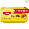 Lipton Black Tea Bags Hot or Iced Black tea with Caffeine 240 Total Bags (20ct - Pack of 12)