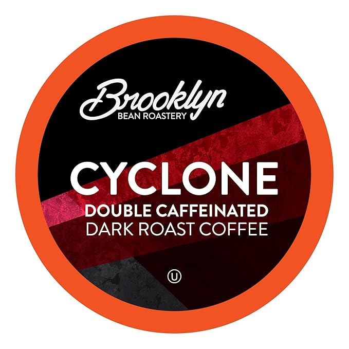 Brooklyn Beans High Caffeine Cyclone Gourmet Coffee Pods Compatible with 2.0 Keurig K Cup Brewers 72 Count