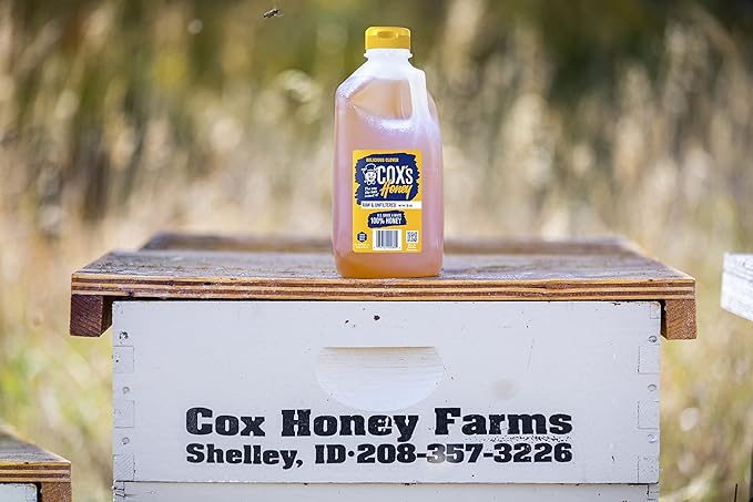 Cox's Honey 100% Pure Raw Unfiltered Clover Honey Rich in Nutrients Family Owned Apiary 5 lbs Jug
