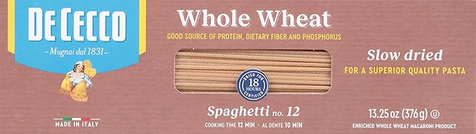De Cecco Whole Wheat Pasta Spaghetti 13.25 Ounce (Pack of 12)VIP0012