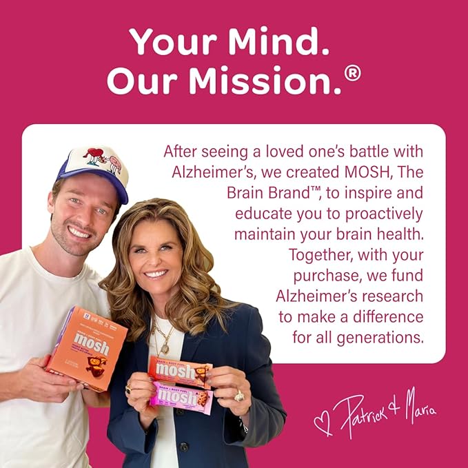 MOSH Raspberry White Chocolate Crunch Keto Protein Bars High Fiber Low Carb Gluten Free High Protein Brain Healthy Snack 12 Count