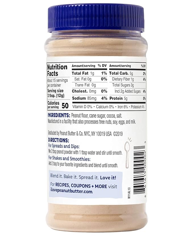 Peanut Butter &amp Co. Cocoa Peanut Protein Powder Non-GMO Project Verified Gluten Free Vegan 6.5 oz Jar