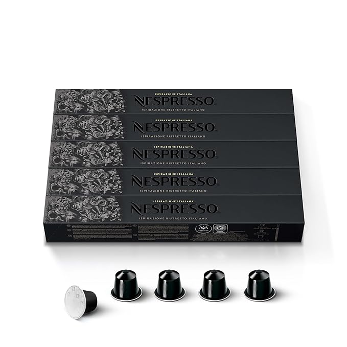 Nespresso Capsules Original Line Ristretto Intenso Dark Roast Coffee 50 Count Coffee Pods
