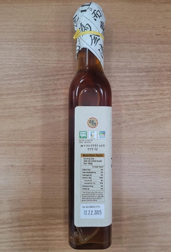 KOREAC_ 한국 참기름 Korean Mildly Roasted Pure Sesame Oil 260ml 9.2oz (100% Korean Sesame Seeds) 한국 참기름