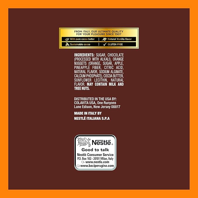 Perugina Dark Chocolate Orangello bar 3 Oz (Pack of 12)