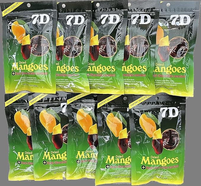 7D Cebu Dried Mangoes Dark Chocolate Dipped (10 packs X 80g)