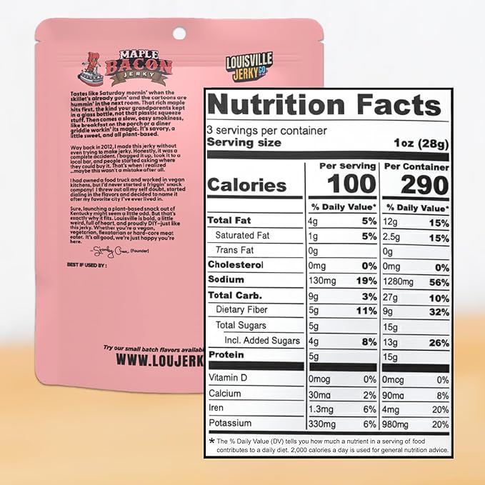 Louisville Jerky Co. Vegan Jerky Variety Pack Plant Based Protein Snack (3 Ounce 5-Pack) – Smoky Carolina BBQ Buffalo Hot Wing Maple Bacon Pepperoni Pizza Smoked Black Pepper