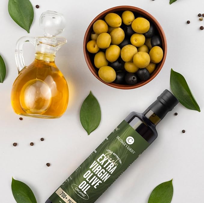 Dr. Cowan’s Garden 700+ Polyphenol Certified Organic Greek Extra Virgin Olive Oil - Single Estate Extra Virgin Olive Oil with Highest Polyphenols Sourced from Koroneiki Trees Cold-Pressed 16.9 FL Oz