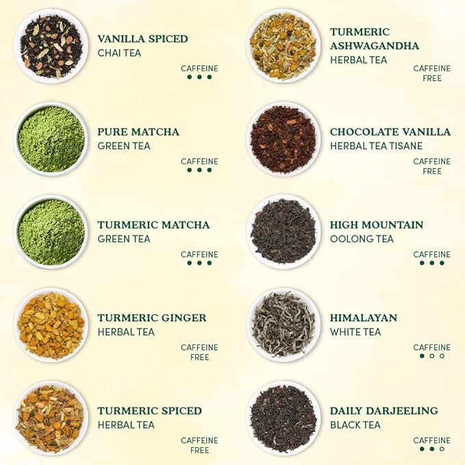 VAHDAM World Top 20 Favourites Tea Sampler Set | Loose Leaf Tea (100+ Cups) | Tea Variety Pack with Green Herbal Black &amp Chai Brew | Vacuum Sealed For Freshness | Brew Hot &amp Cold