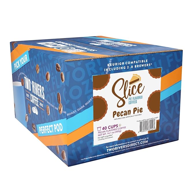 Slice Coffee Flavored Coffee Compatible with K Cup Brewers Including 2.0 Pecan Pie 40 Count