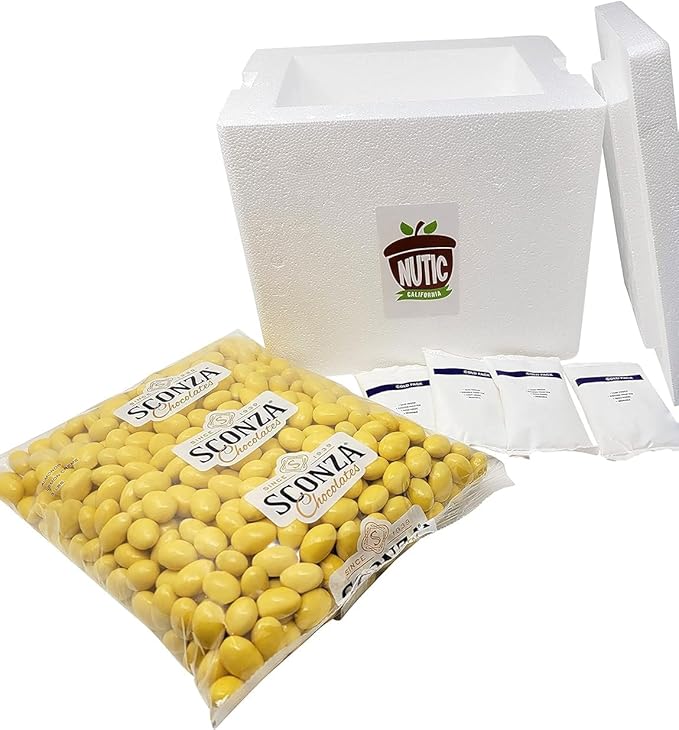 Nutic Lemoncello Chocolate Covered Almonds | 5 Lb Bulk Bag | - By Sconza - Roasted Almond Covered in White Chocolate and Lemon Creme Candy