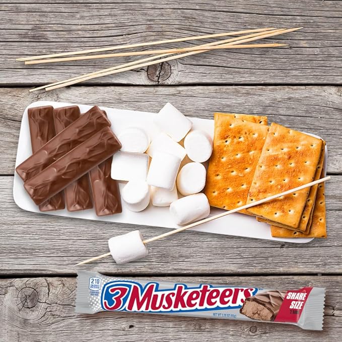 3 MUSKETEERS Milk Chocolate Candy Bars - Full Size Chocolate Bars 3.28 oz Candy Bar (Pack of 24) Bulk Box