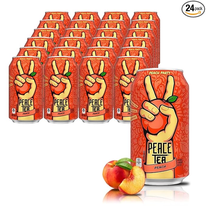 Peace Tea Peach - No Preservatives Made with Real Tea and Natural Fruity Flavor - Pack of 24 Iced Tea Cans 341 mL/11.5 fl.oz (Shipped from Canada) by TrendnSave