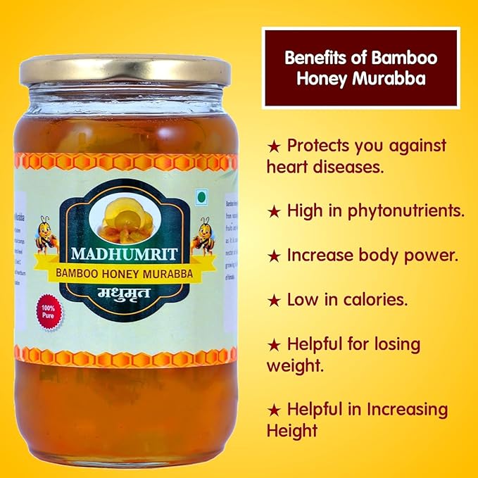 Fresh and Natural Murabba Raw Forest Honey Helps Increasing Height Growth Healthy and Fresh Bans ka Murabba 500 gram Bamboo