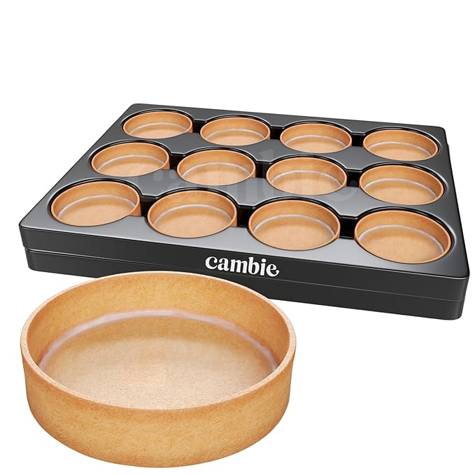 Cambie Sweet Round Large Tart Shells 3.15 Diameter French Style Tart Shells with White Chocolate Coating (Pack of 24)
