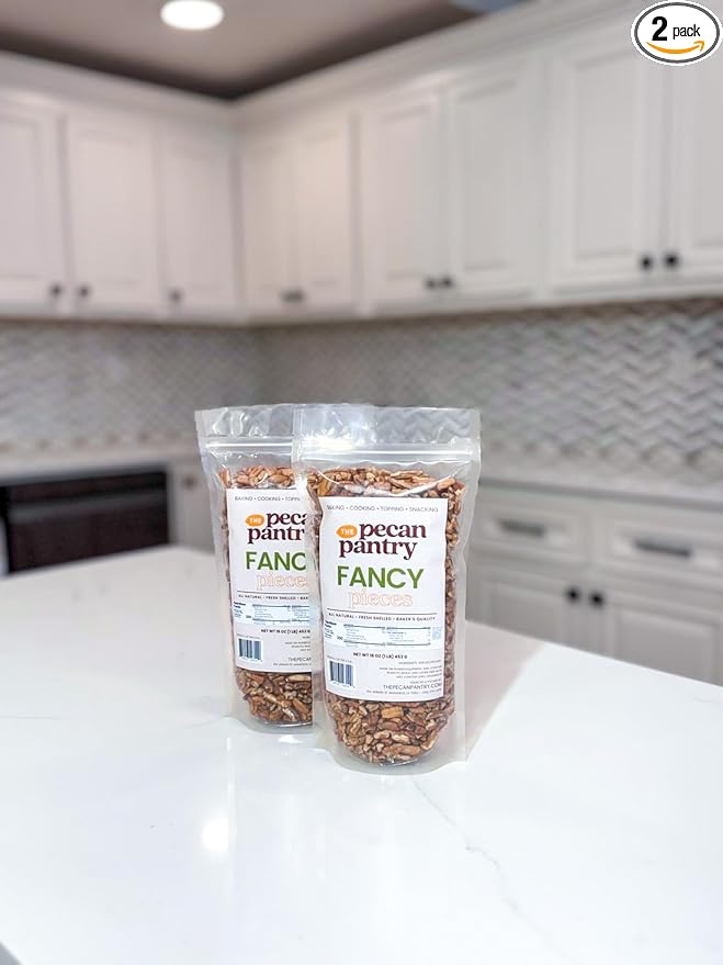 The Pecan Pantry 4 lb Bulk Pecan Pieces - 2-Pack of 2 lb Fancy Pecan Pieces Resealable Bags - U.S.A. Grown - Premium Quality for Baking Topping &amp Snacking - Fresh Crunchy and Convenient