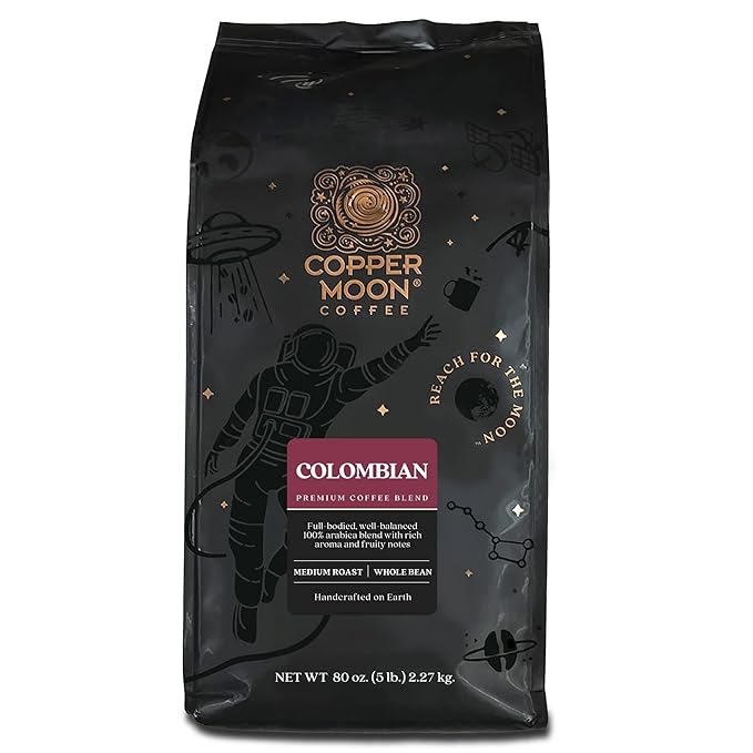 Copper Moon Medium Roast Whole Bean Coffee Colombian Blend 5 Lb