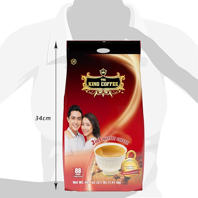 King Coffee Premium Instant Coffee - 3 in 1 Vietnamese Coffee Blend w/Creamer &amp Sugar - 88 Single Serve Instant Coffee Packets (1 Bag - 88 Sticks)
