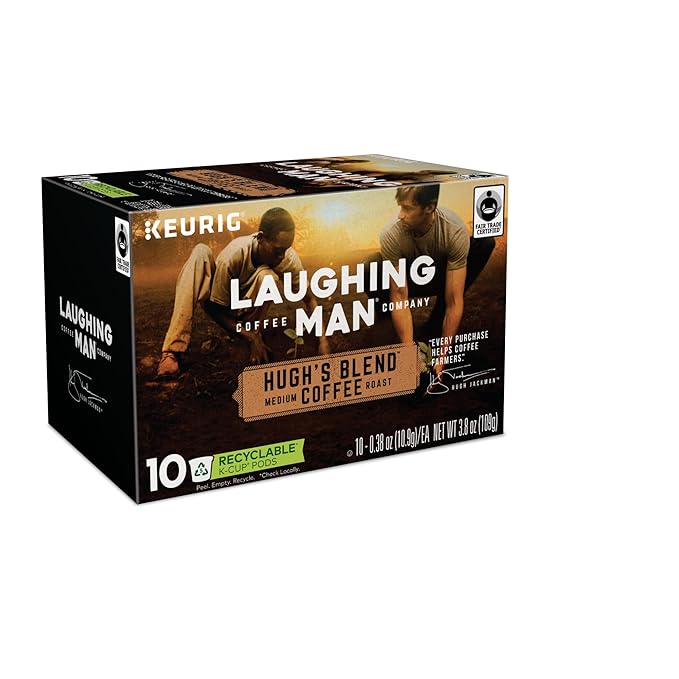 Laughing Man Hugh's Blend Keurig Single-Serve K-Cup Pods Medium Roast Coffee 60 Count (6 Packs of 10)