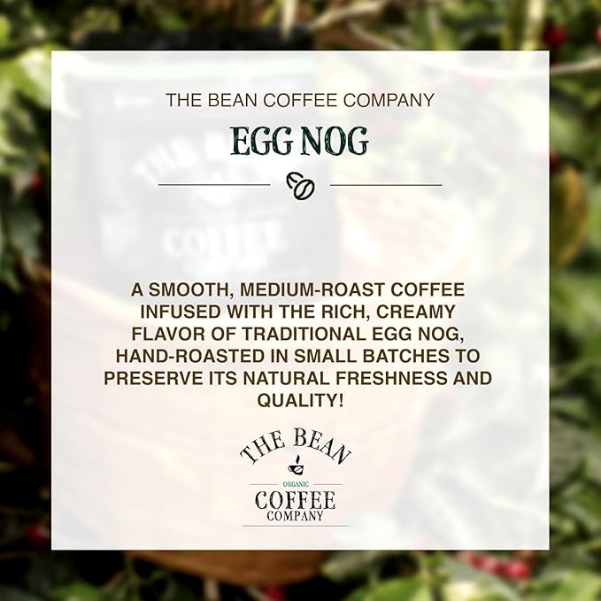 The Bean Organic Coffee Company Egg Nog Medium Roast Whole Bean Coffee 16-Ounce Bags (Pack of 2)