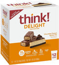 think! Delight Protein Bars Chocolate Peanut Butter Pie Low Sugar &amp Low Carb Gluten-Free Snack Keto Friendly Snacks 12 Count (Packaging May Vary)