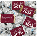 124 Pcs Maroon Graduation Candy Party Favors Maroon Wrapped Miniatures and Silver Kisses by Just Candy (1.52 lbs approx. 124 Pcs)