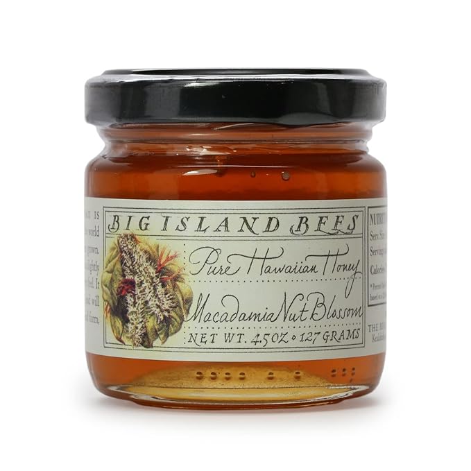 Gourmet Hawaiian Raw Honey Gift Set Single Floral Variety Sampler by Big Island Bees (4.5 oz Each Glass Jar)