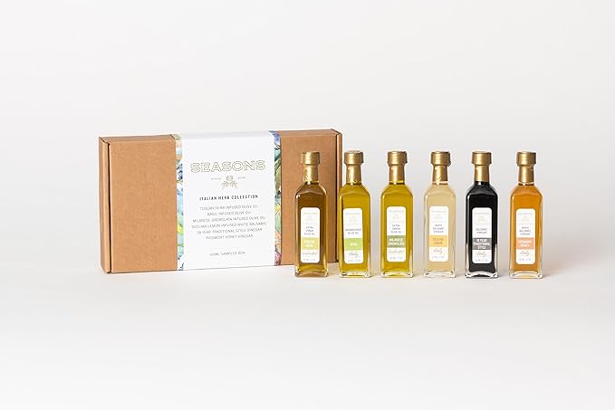 Seasons EVOO Italian Herb Collection – Mediterranean-Inspired Extra Virgin Olive Oils &amp Balsamic Vinegars Gift Set (6 x 2oz)
