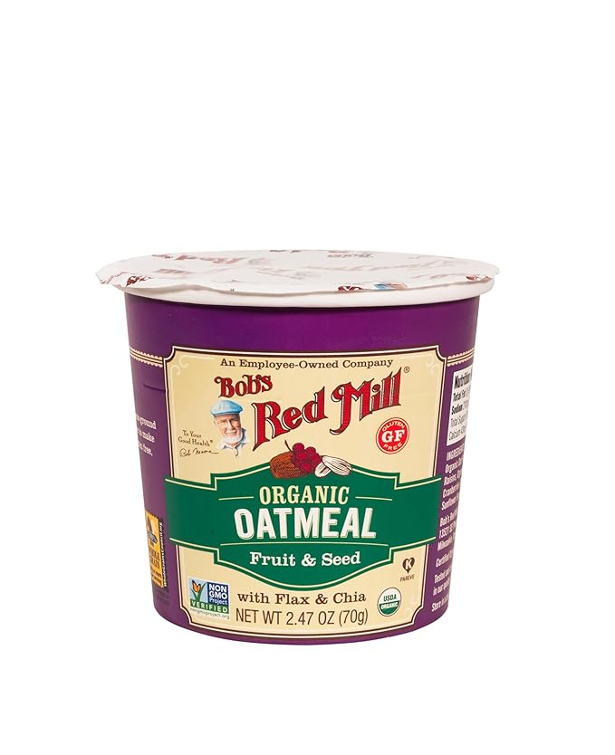 Bob's Red Mill Organic Oat Cup Fruit &amp Seed 1 cup (Pack of 12)- Non GMO Whole Grain Kosher