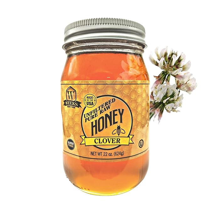 Weeks pure raw &amp unfiltered American clover honey is kosher certified and gluten-free - since 1960 (22 oz)